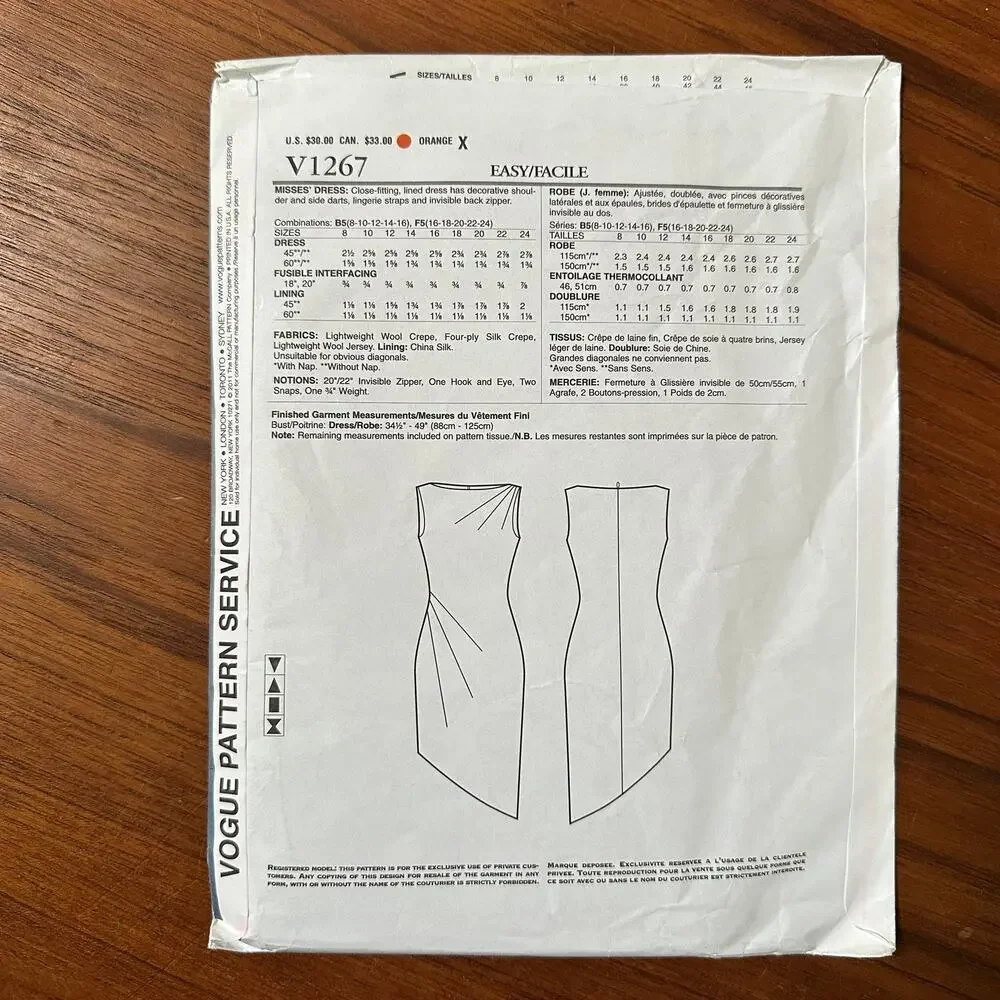 UNCUT Vogue Pattern 1267 Size 16-24 Tom & Linda Platt Dress